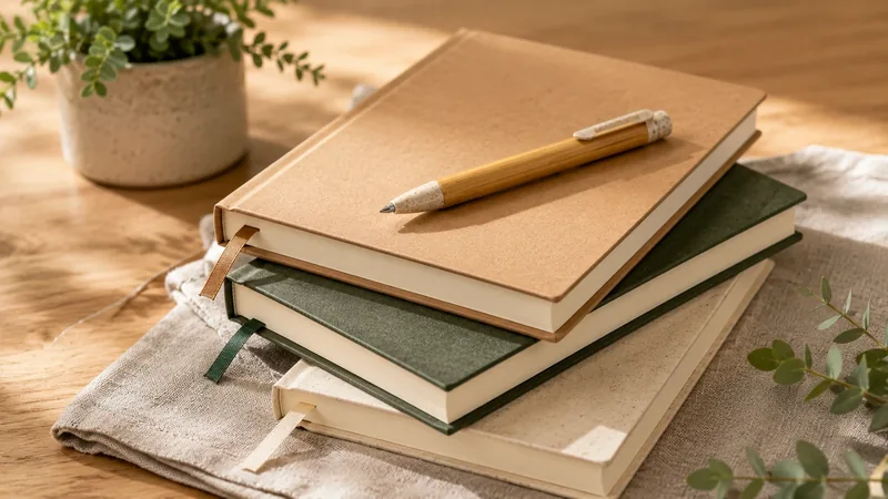 Custom journals and notebooks with recycled paper covers