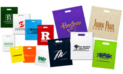 Fold Over Die Cut Handle Bags - 9" x 13"