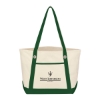 Custom Logo Medium Cotton Canvas Sailing Tote Bag Natural With Forest Green