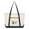 Custom Logo Large Cotton Canvas Sailing Tote Natural With Navy