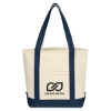 Custom Logo Small Heavy Cotton Canvas Boat Tote Natural With Navy