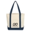 Custom Logo Small Heavy Cotton Canvas Boat Tote Natural With Navy