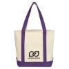 Custom Logo Small Heavy Cotton Canvas Boat Tote Natural With Purple