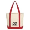 Custom Logo Small Heavy Cotton Canvas Boat Tote Natural Red