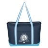 Custom Logo Large Cotton Canvas Admiral Tote Navy With Light Blue