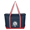 Custom Logo Large Cotton Canvas Admiral Tote Navy Blue With Red