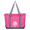 Custom Logo Large Cotton Canvas Admiral Tote Pink With Navy