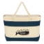 Custom Logo Large Cruising Tote Bag With Rope Handles - Silk Screen Natural With Navy