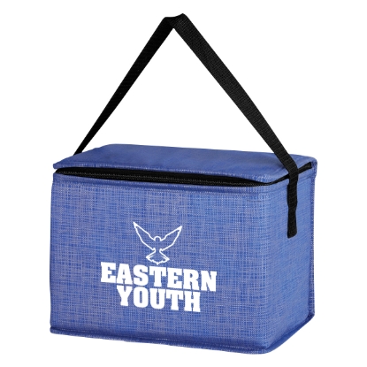 Custom Logo Two-Tone Crosshatched Lunch Bag Blue