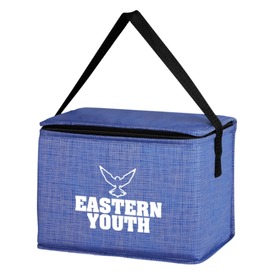 Custom Logo Two-Tone Crosshatched Lunch Bag Blue