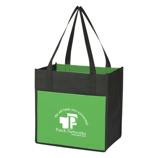 Custom Logo Lami-Combo Shopper Tote Black With Lime