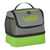 Custom Logo Two Compartment Lunch Pail Bag - Silk Screen Gray With Lime