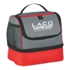 Custom Logo Two Compartment Lunch Pail Bag - Silk Screen Gray With Red