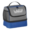 Custom Logo Two Compartment Lunch Pail Bag - Silk Screen Gray With Royal Blue
