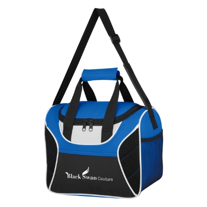 Custom Logo Mesh Accent Kooler Bag Blue