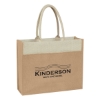 Custom Logo Jute Tote with Front Pocket Beige With Natural