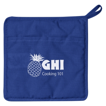 Custom Logo Quilted Cotton Canvas Pot Holder Royal Blue