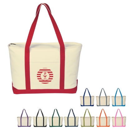 Large Heavy Cotton Canvas Boat Tote  Silk Screened