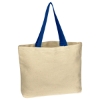 Natural Cotton Canvas Tote Bag Natural w/Royal Blue