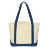 Heavy Cotton Canvas Boat Tote Bag Natural w/Navy Blue
