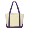 Heavy Cotton Canvas Boat Tote Bag Natural w/Purple