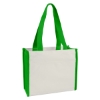 Heavy Cotton Canvas Boxy Tote Bag Natural w/Lime Green