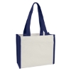Heavy Cotton Canvas Boxy Tote Bag Natural w/Navy Blue
