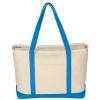 Large Heavy Cotton Canvas Boat Tote  Silk Screened Natural w/Light Blue