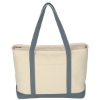 Large Heavy Cotton Canvas Boat Tote  Silk Screened Natural w/Gray