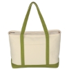 Large Heavy Cotton Canvas Boat Tote  Silk Screened Natural w/Lime Green