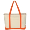 Large Heavy Cotton Canvas Boat Tote  Silk Screened Natural w/Orange
