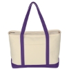 Large Heavy Cotton Canvas Boat Tote  Silk Screened Natural w/Purple