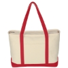 Large Heavy Cotton Canvas Boat Tote  Silk Screened Natural w/Red