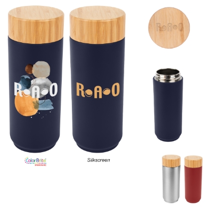 Picture of 16 Oz. Stainless Steel Lexington Bottle With Bamboo Lid