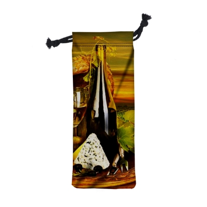 Picture of 6" W X 15.5" H Wine Drawstring Bag