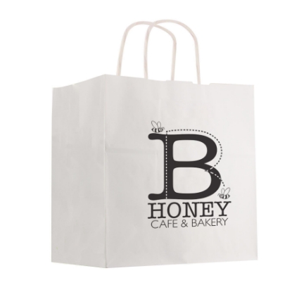 Picture of Kraft Paper White Shopping Bag - 10" X 10"