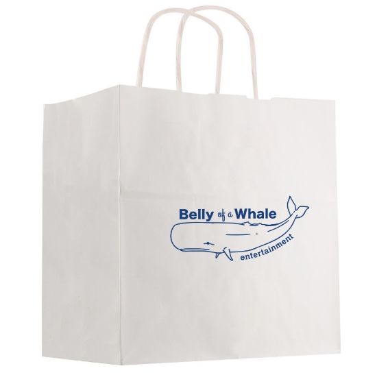 Picture of Kraft Paper White Shopping Bag - 10" X 13"