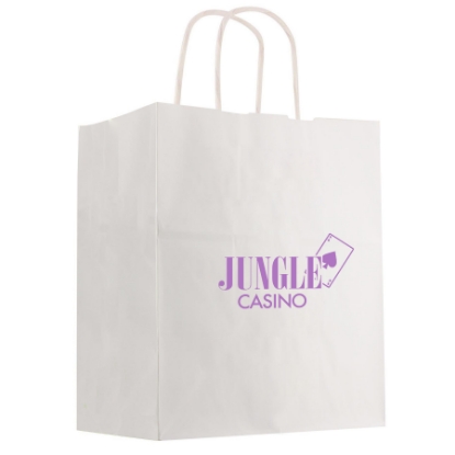 Picture of Kraft Paper White Shopping Bag - 13" X 17"