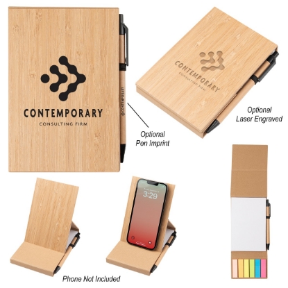 Picture of Bamboo Desk Jotter With Phone Stand
