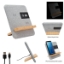 Picture of Fabric & Bamboo Wireless Charger With Clock
