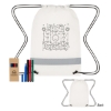 Picture of Lil' Bit Reflective Non-woven Coloring Drawstring Bag With 4-piece Washable Marker Set