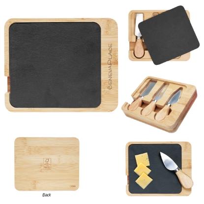 Picture of Slate & Bamboo Cheese Server Set