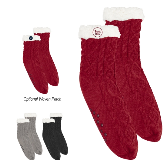 Picture of Cozy Cable Knit Slipper Socks