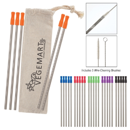 Picture of 5-pack Stainless Straw Kit With Cotton Pouch