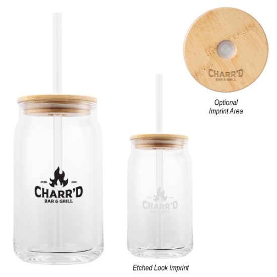 Picture of 17 Oz. Soda Lime Glass Can With Bamboo Lid