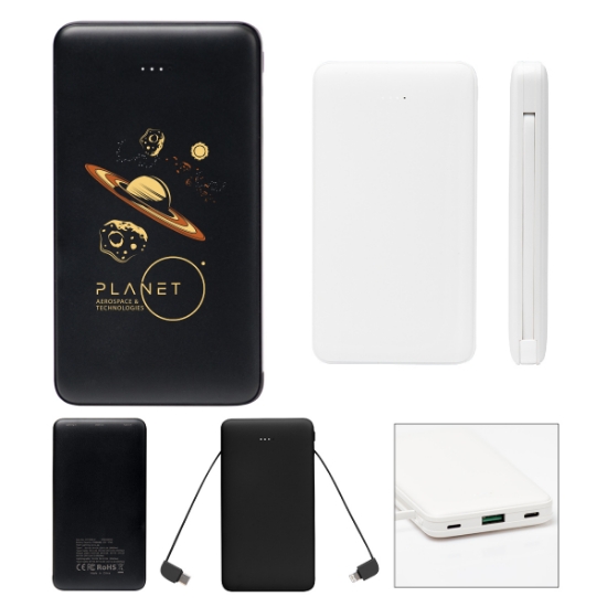 Picture of 10,000 Mah Power Bank With Integrated Cables