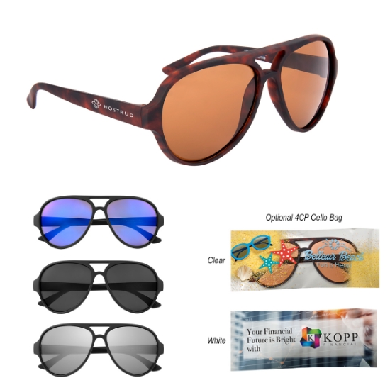 Picture of Rubberized Recycled Frame Aviator Sunglasses