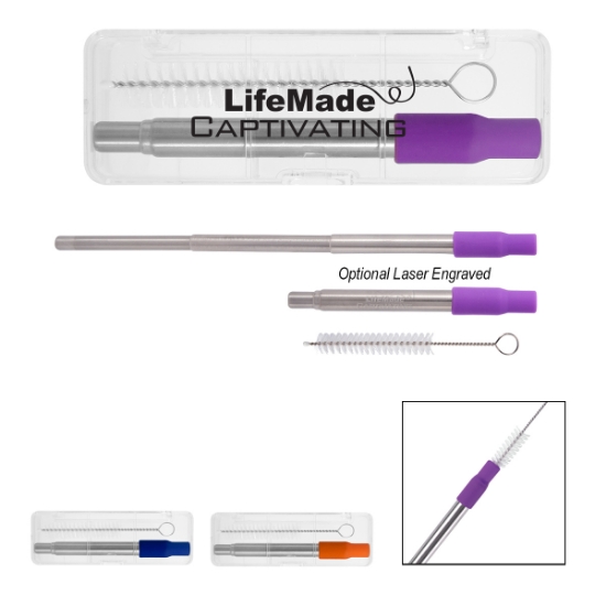 Picture of Hurley Collapsible Stainless Steel Straw In Travel Case