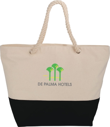 Picture of Zippered 12oz Cotton Canvas Rope Tote