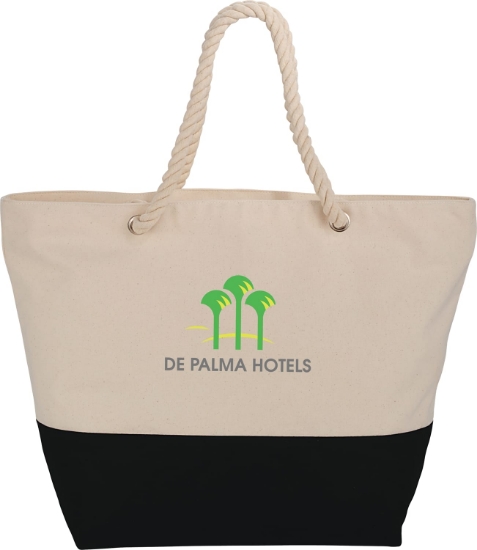 Picture of Zippered 12oz Cotton Canvas Rope Tote
